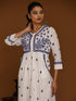 NOOR Chikankari Kurta With Pocket - White With Blue